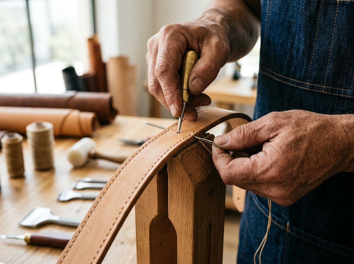 Master Leather Artisan Hand Crafting in Kanpur Factory